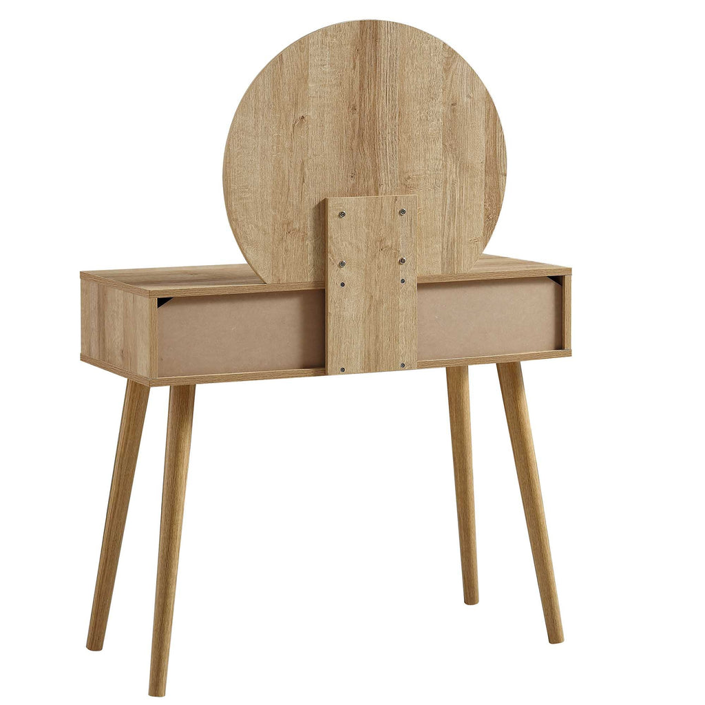 Frances Woven Rattan Vanity Table with Mirror, Natural