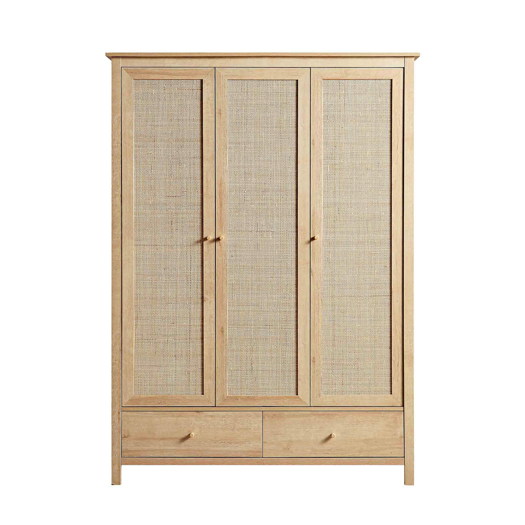 Frances Rattan Triple Closet with 2 Drawers, Natural