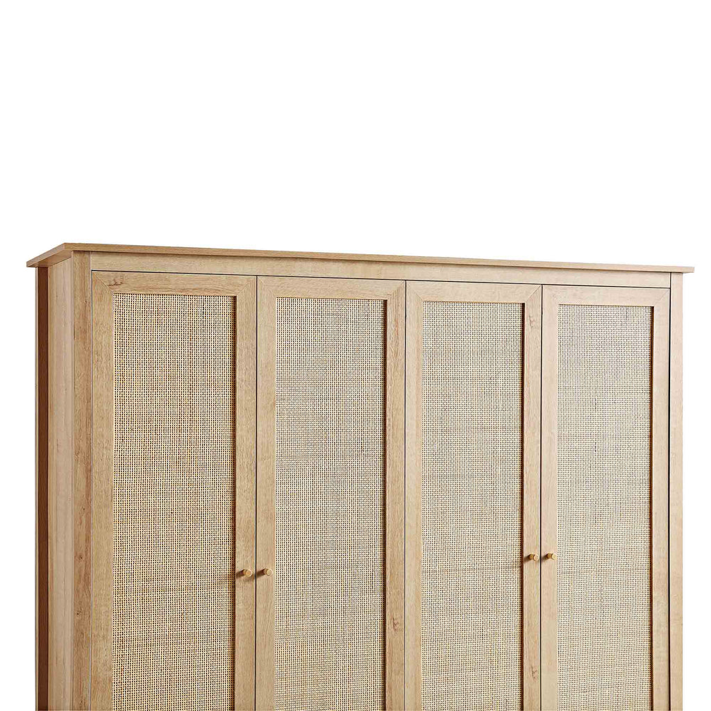 Frances Rattan 4-Door Closet with 2 Drawers, Natural
