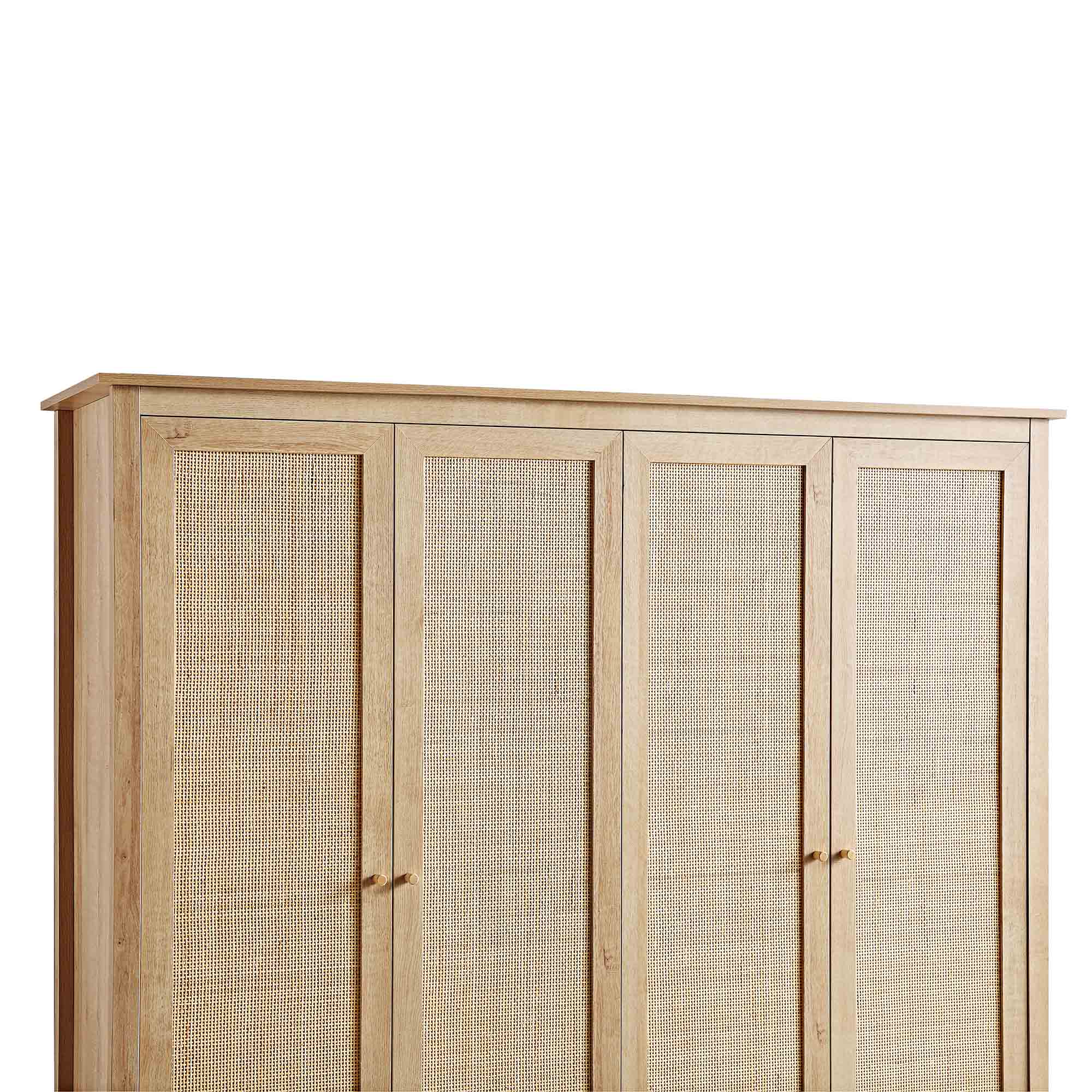 Frances Rattan 4-Door Closet with 2 Drawers, Natural