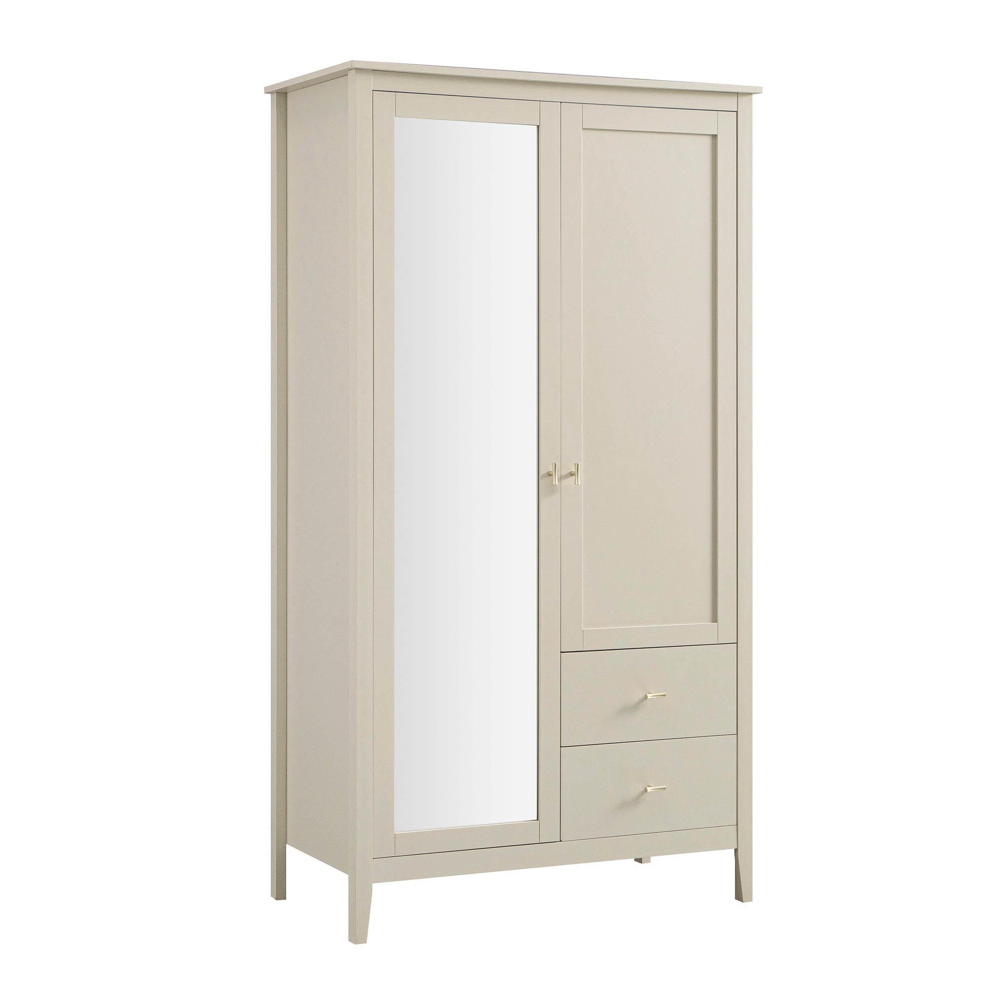 Oakham Mirrored Double Closet, Shaded White