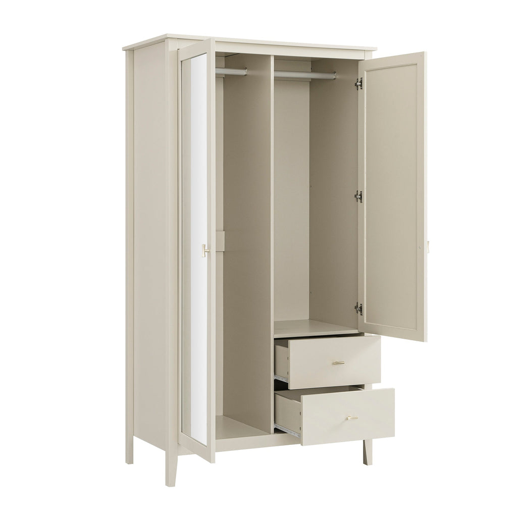 Oakham Mirrored Double Closet, Shaded White
