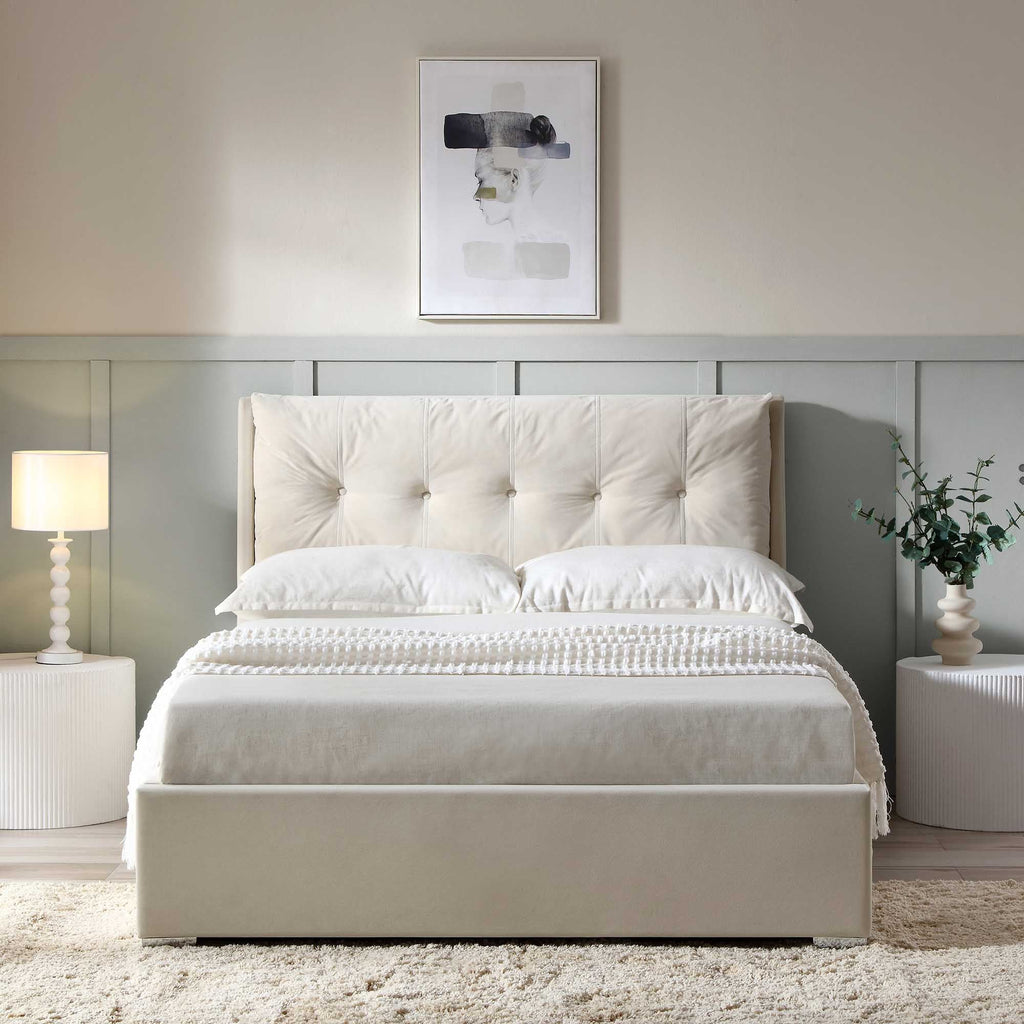 Hadley Champagne Velvet Ottoman Storage Bed