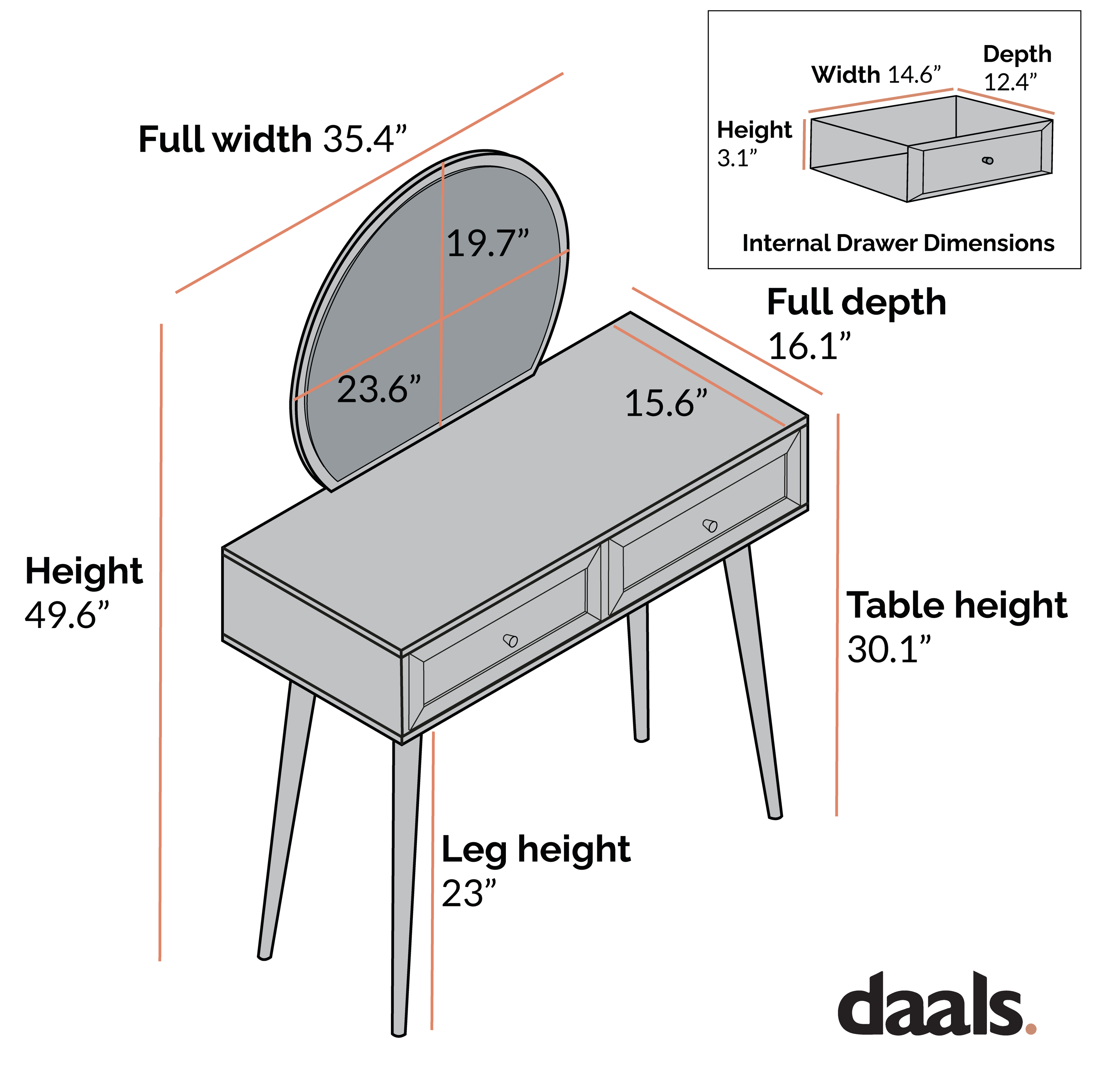 Frances Woven Rattan Vanity Table with Mirror, Natural