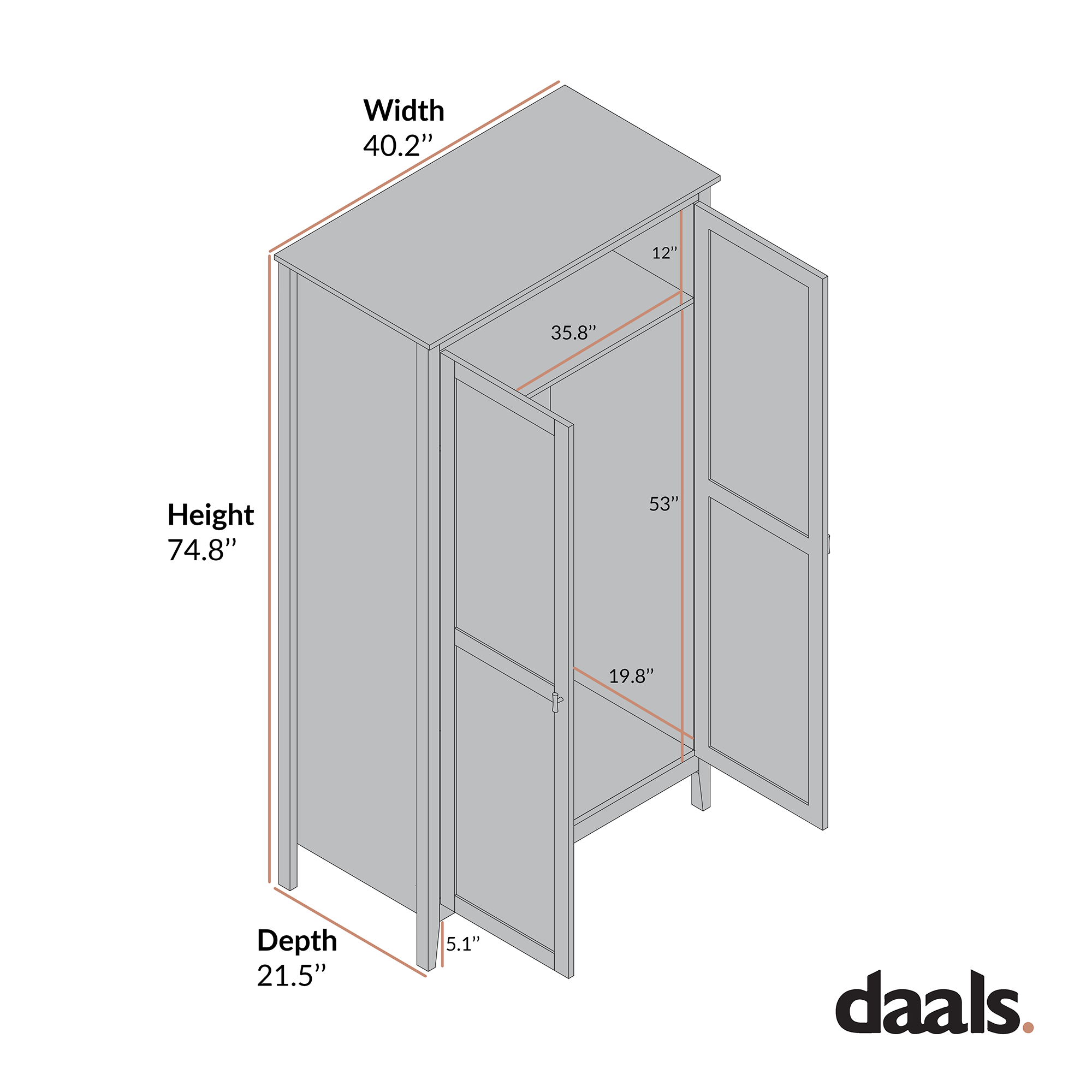 Oakham Double Closet, Stormy Blue