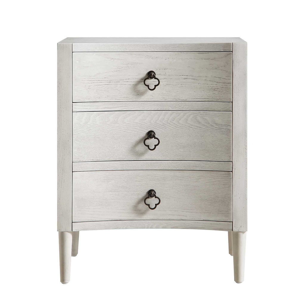 Thalia Concave 3 Drawer Nightstand, Washed White