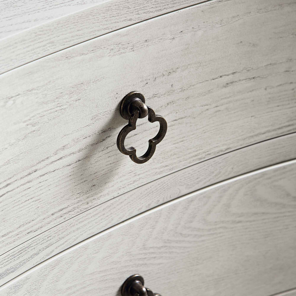 Thalia Concave 3 Drawer Nightstand, Washed White