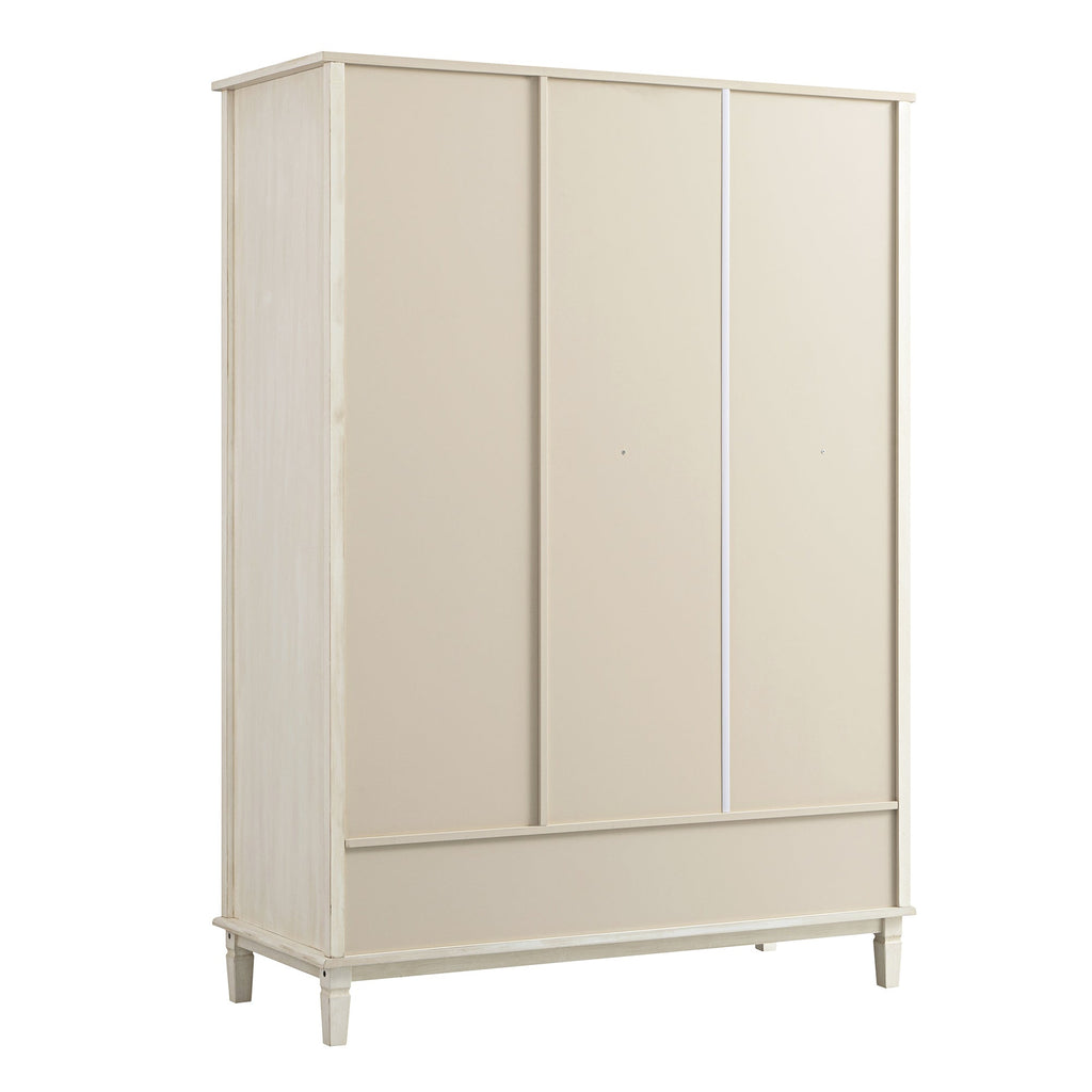 Chantilly Whitewashed Carved Triple Closet