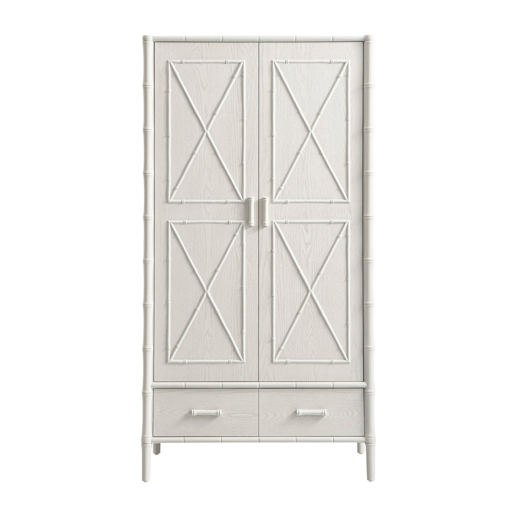 Elstowe Faux Bamboo Double Closet, Shaded White