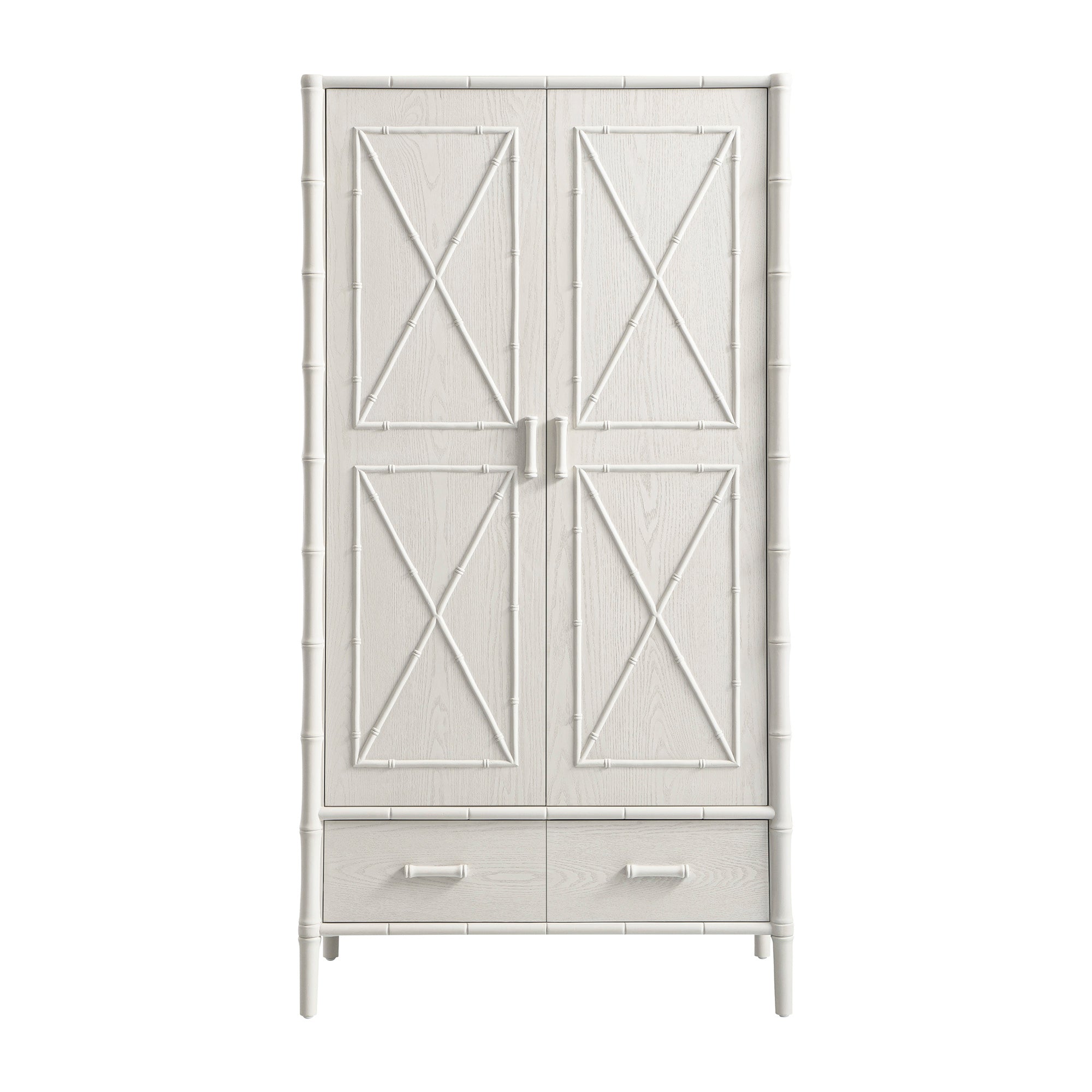 Elstowe Faux Bamboo Double Closet, Shaded White
