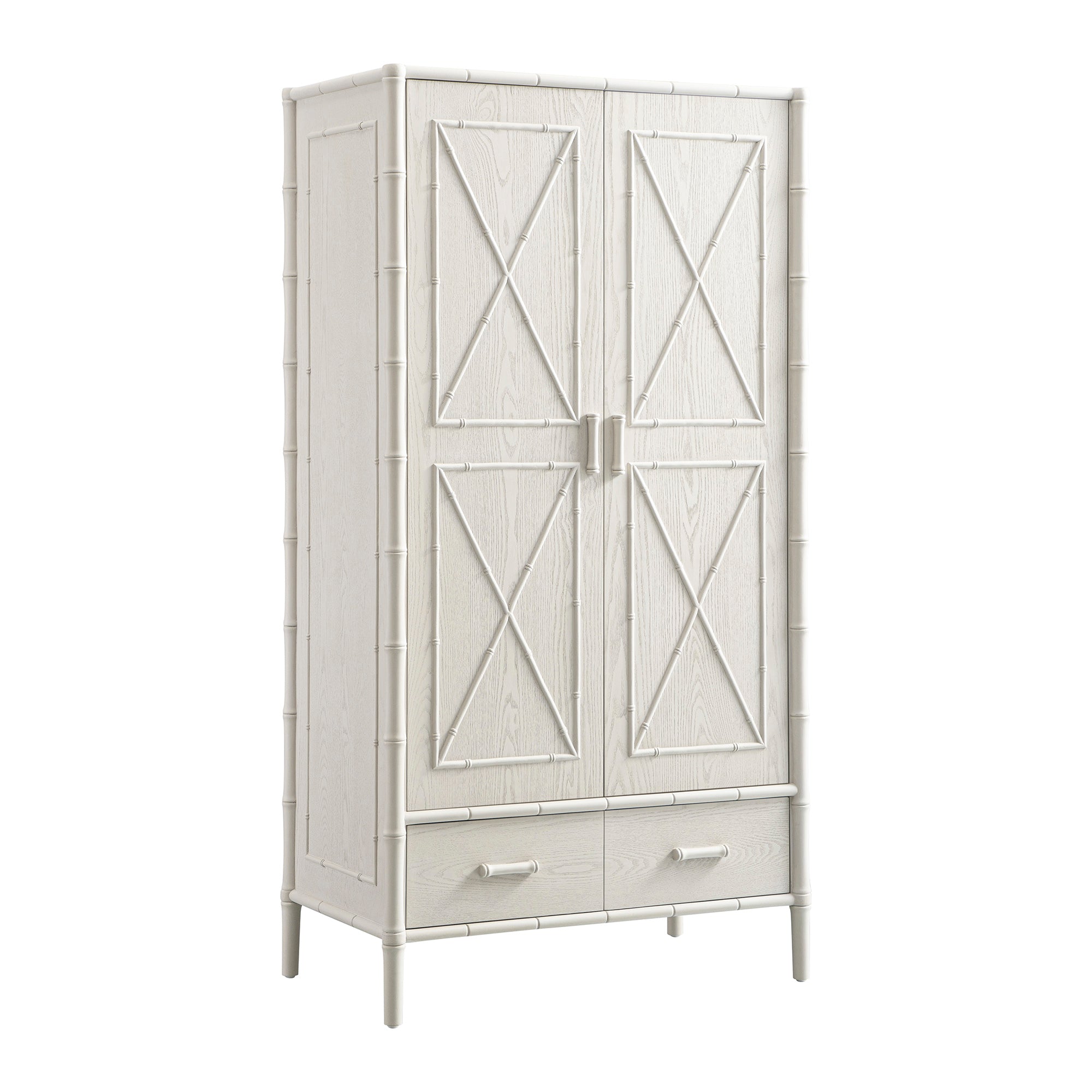 Elstowe Faux Bamboo Double Closet, Shaded White